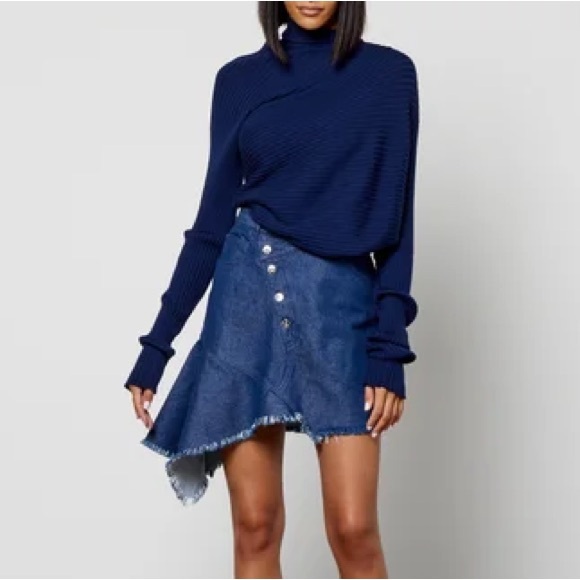 New Marques Almeida Asymmetrical Frayed Denim Mini Skirt size UK 8/ US 4 - Picture 3 of 13